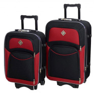 Набір тканинних валіз 2 шт середня і велика на колесах чорно-вишневий