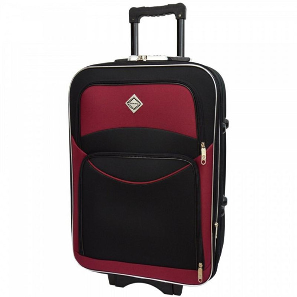 Набір тканинних валіз 2 шт середня і велика на колесах чорно-вишневий -
                                                        Фото 2