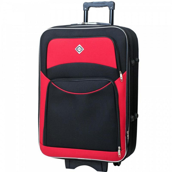 Набір тканинних валіз 2 шт середня і велика на колесах чорно-червоний -
                                                        Фото 2