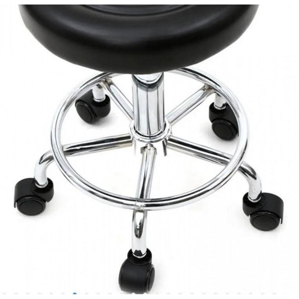 Кресло табурет на колесах со спинкой круглое Bonro B-494 DQ черное -
                                                        Фото 4