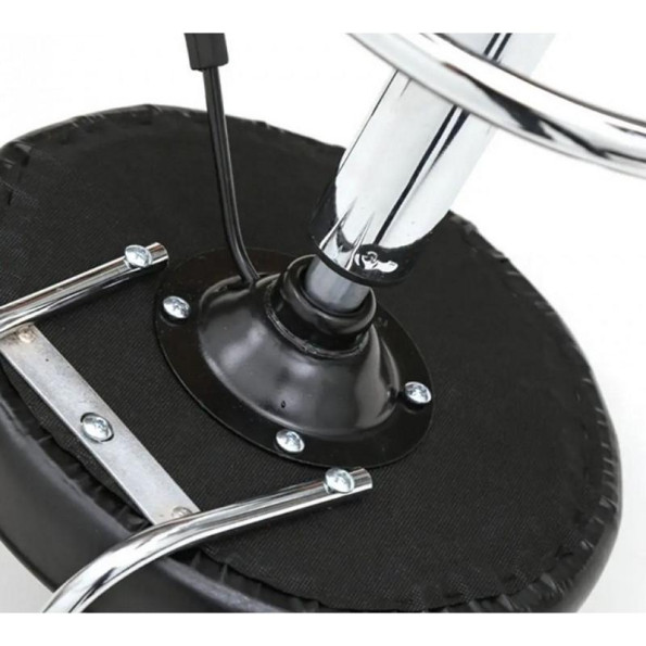 Кресло табурет на колесах со спинкой круглое Bonro B-494 DQ черное -
                                                        Фото 5