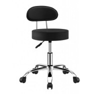 Кресло табурет на колесах со спинкой круглое Bonro B-491 DQ черное