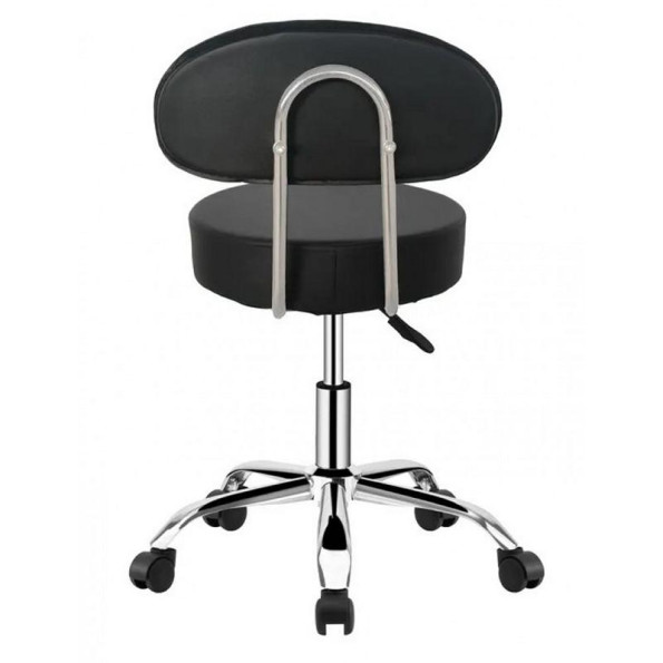 Кресло табурет на колесах со спинкой круглое Bonro B-491 DQ черное -
                                                        Фото 2