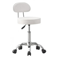 Кресло табурет на колесах со спинкой круглое Bonro B-491 DQ белое
