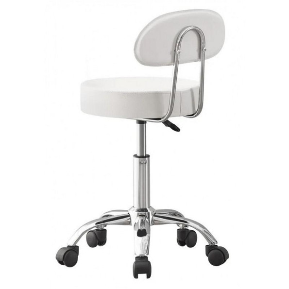 Кресло табурет на колесах со спинкой круглое Bonro B-491 DQ белое -
                                                        Фото 2