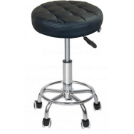 Кресло табурет на колесах без спинки круглое Bonro B-496 DQ черное