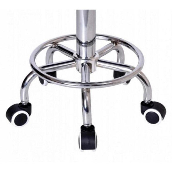 Кресло табурет на колесах без спинки круглое Bonro B-496 DQ белое -
                                                        Фото 4