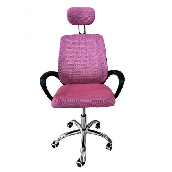 Крісло офісне на колесах рожеве -
                                                        Фото 2