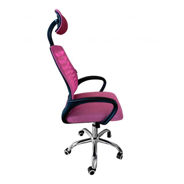 Крісло офісне на колесах рожеве -
                                                        Фото 4
