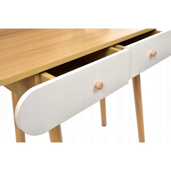 Туалетний столик з круглым зеркалом білий -
                                                        Фото 2