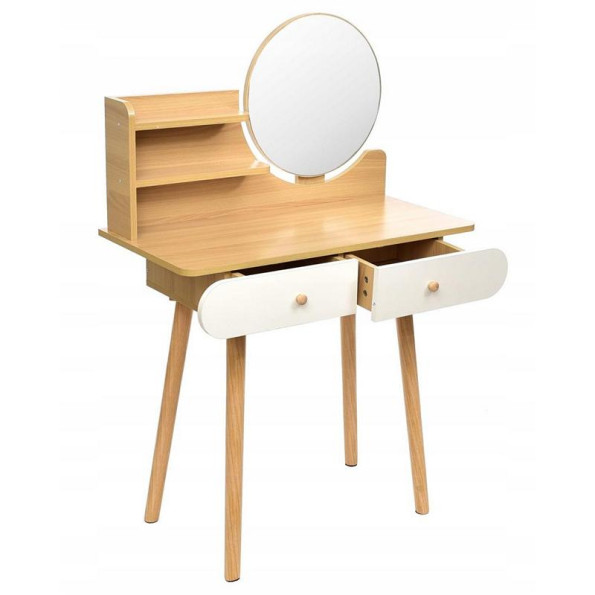 Туалетний столик з круглым зеркалом білий -
                                                        Фото 4