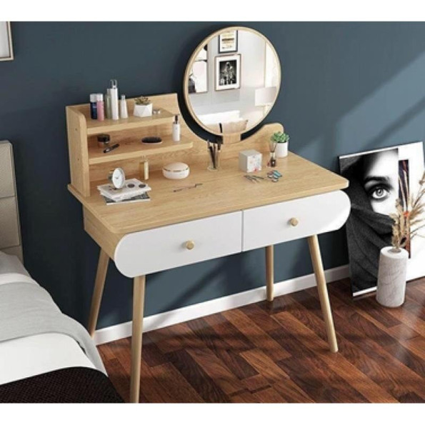 Туалетний столик з круглым зеркалом білий -
                                                        Фото 7