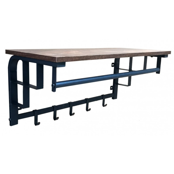 Металева вішалка настінна для одягу з полицею і 5 гачками -
                                                        Фото 4