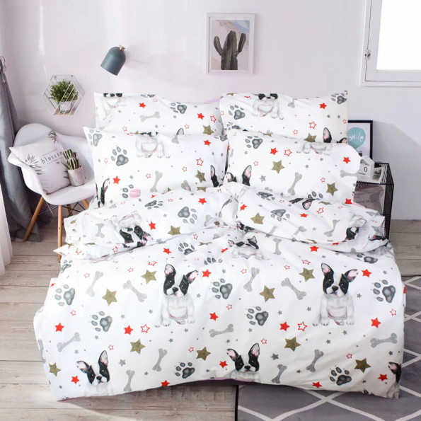 Сімейний постільний комплект белая сублімація собака