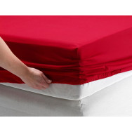 Полуторная простынь красная на резинке 100х200х20 см