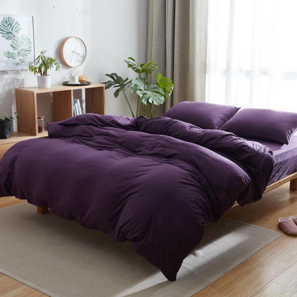 Полуторный постельный комплект фиолетовый микрофибра 248947