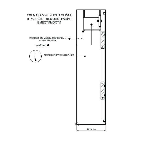 Збройний сейф FEROCON 130К2 на 1 зброю Сірий -
                                                        Фото 4