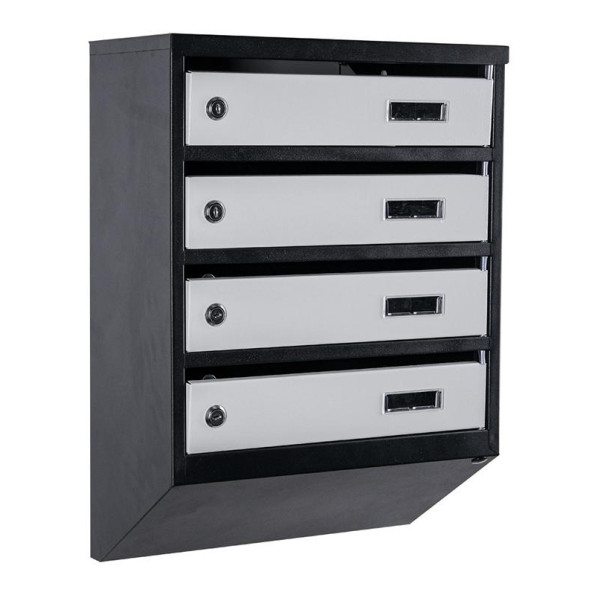 Почтовый ящик 4 секции 55х39х20 см Черно-серый ГАЛЛА