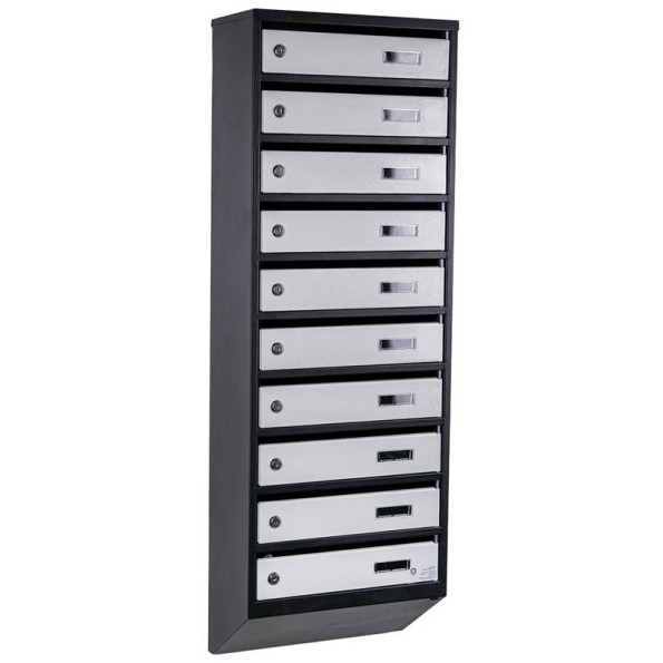 Почтовый ящик 10 секций 115х39х20 см Черно-серый ГАЛЛА