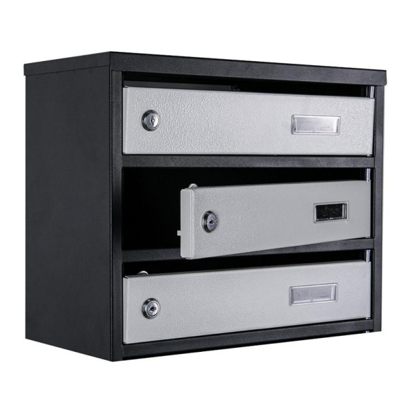 Почтовый ящик 10 секций 115х39х20 см Черно-серый ГАЛЛА -
                                                        Фото 3