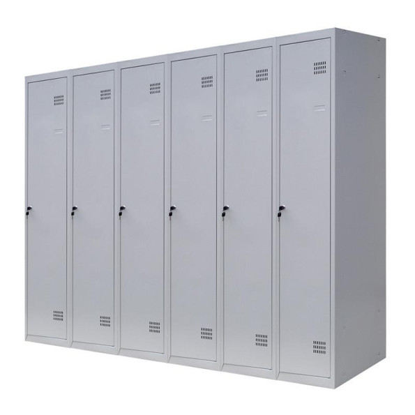 Шкаф металлический для одежды, 6 секций, 6 дверец, секция 300 мм ГАЛЛА