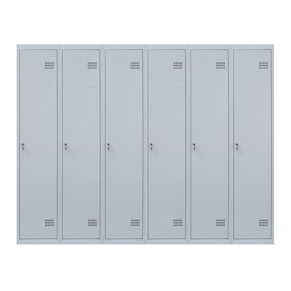 Шкаф металлический для одежды, 6 секций, 6 дверец, секция 300 мм ГАЛЛА -
                                                        Фото 2