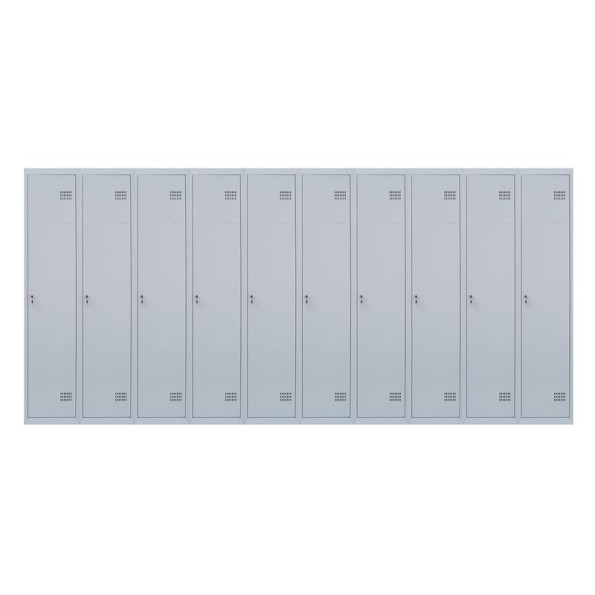 Шкаф металлический для одежды, 10 секций, 10 дверец, секция 300 мм ГАЛЛА -
                                                        Фото 2