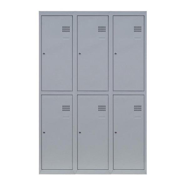 Шкаф металлический для одежды, 3 секции, 6 дверец, секция 300 мм ГАЛЛА -
                                                        Фото 2