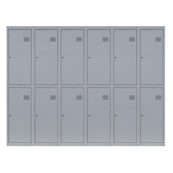 Шкаф металлический для одежды, 6 секций, 12 дверец, секция 300 мм ГАЛЛА -
                                                        Фото 2