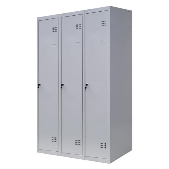 Шкаф металлический с перегородкой для одежды, 3 секции, 3 дверцы, 400 мм ГАЛЛА -
                                                        Фото 3