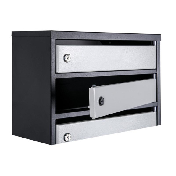 Почтовый ящик 4 секции 55х39х20 см Черный с серым ГАЛЛА -
                                                        Фото 3