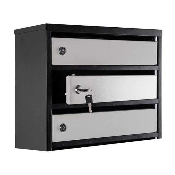 Почтовый ящик 4 секции 55х39х20 см Черный с серым ГАЛЛА -
                                                        Фото 7