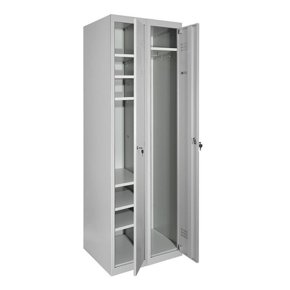 Шкаф хозяйственный металлический 2 секции, 2 дверцы, 7 полок, секция 400 мм -
                                                        Фото 2