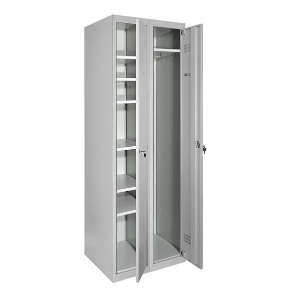 Шкаф хозяйственный металлический 2 секции, 2 дверцы, 7 полок, секция 400 мм -
                                                        Фото 3