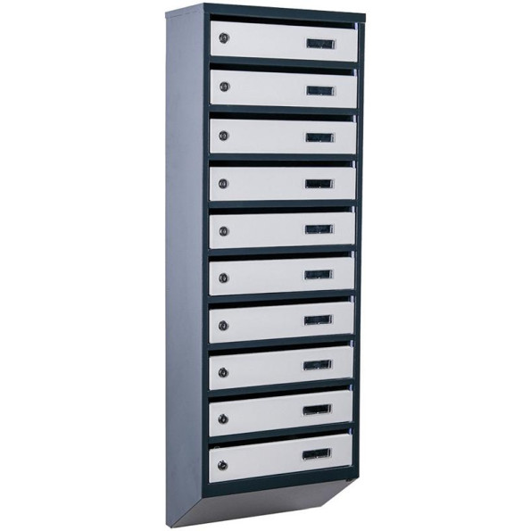 Почтовый ящик 9 секций Антрацит с серым 115х39х20 см ГАЛЛА