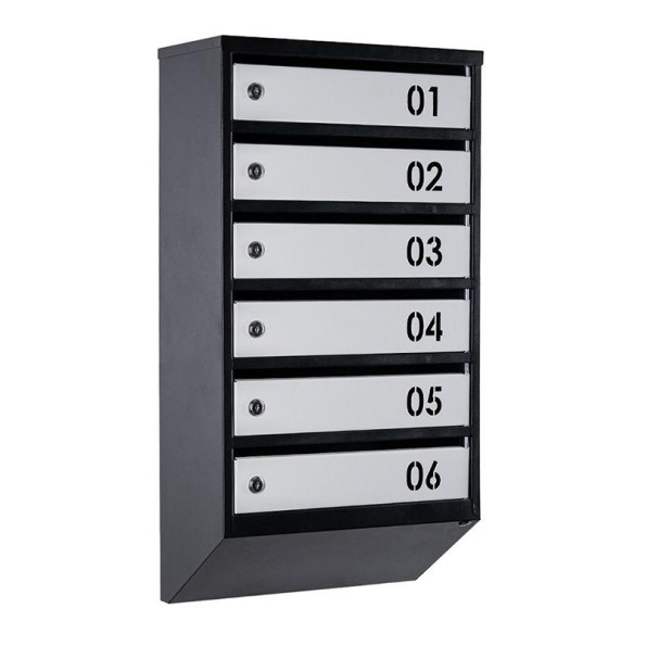 Почтовый ящик Черно-серый 6 секций 75х39х20 см ГАЛЛА