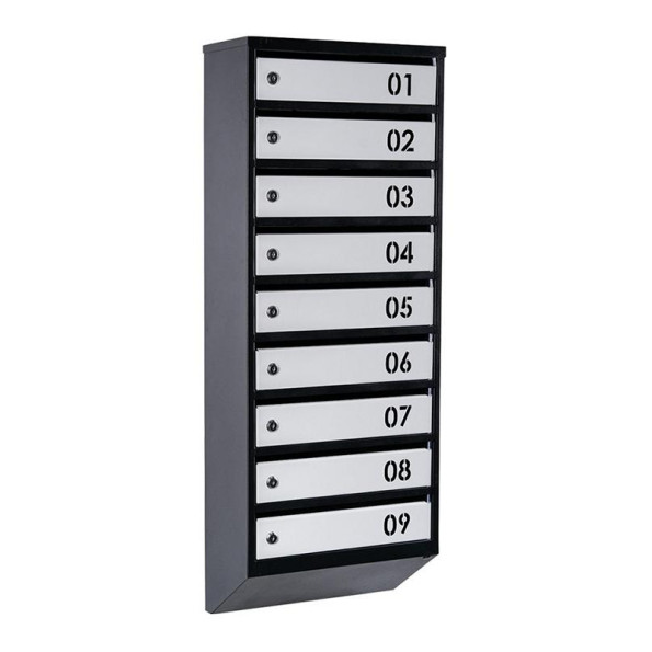 Почтовый ящик Черно-серый 9 секций 105х39х20 см ГАЛЛА