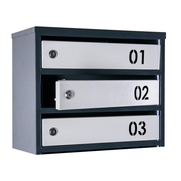 Почтовый ящик 4 секции Антрацит с серым 55х39х20 см ГАЛЛА -
                                                        Фото 3