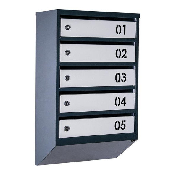 Почтовый ящик 5 секций Антрацит с серым 65х39х20 см ГАЛЛА