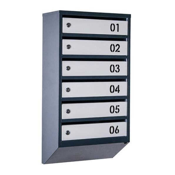 Почтовый ящик 6 секций Антрацит с серым 75х39х20 см ГАЛЛА