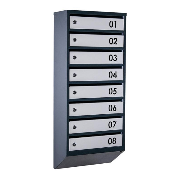 Почтовый ящик 8 секций Антрацит с серым 95х39х20 см ГАЛЛА
