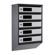 Почтовый ящик 5 секций 65х39х20 см серый с антрацитом ГАЛЛА