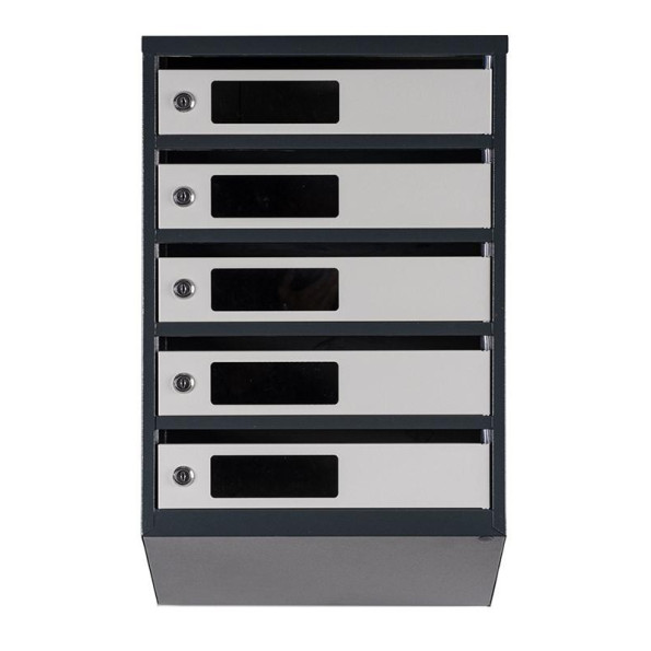 Почтовый ящик 5 секций 65х39х20 см серый с антрацитом ГАЛЛА -
                                                        Фото 2