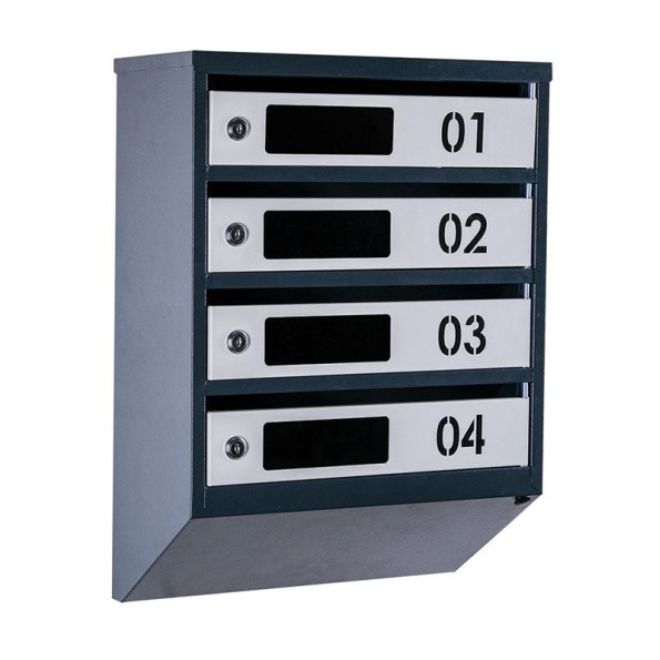 Почтовый ящик серый с антрацитом 4 секции 55х39х20 см ГАЛЛА