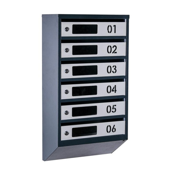 Почтовый ящик серый с антрацитом 6 секций 75х39х20 см ГАЛЛА