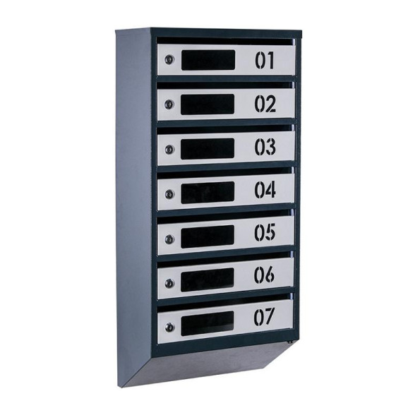 Почтовый ящик серый с антрацитом 7 секций 85х39х20 см ГАЛЛА