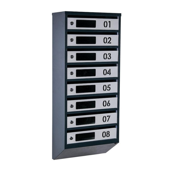 Почтовый ящик серый с антрацитом 8 секций 95х39х20 см ГАЛЛА