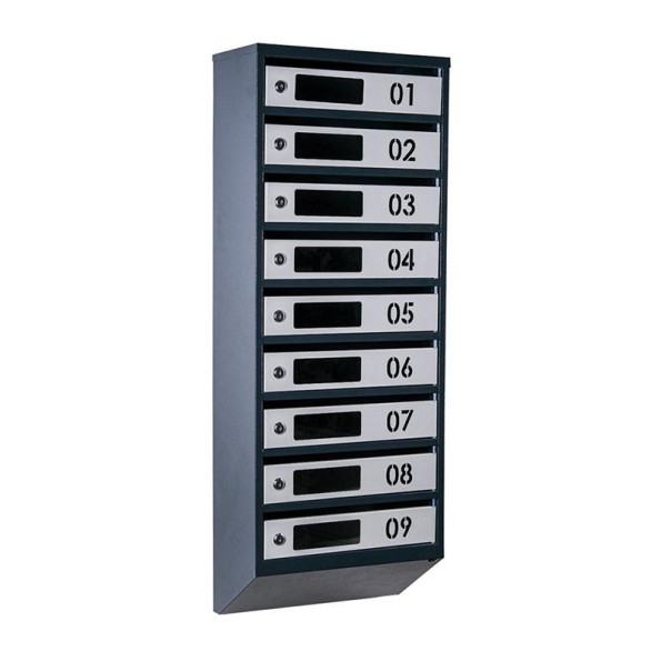 Почтовый ящик серый с антрацитом 9 секций 105х39х20 см ГАЛЛА