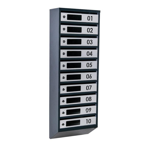 Почтовый ящик серый с антрацитом 10 секций 115х39х20 см ГАЛЛА