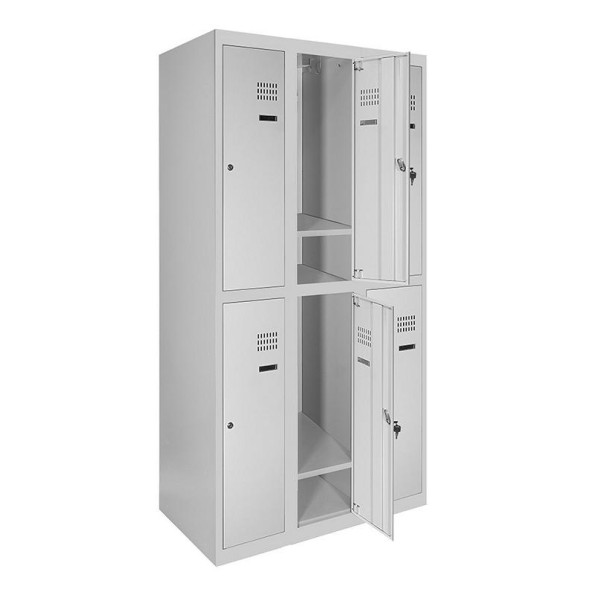 Шкаф металлический для одежды с нижней полкой, 3 секции, 6 дверец, секция 300 мм ГАЛЛА
